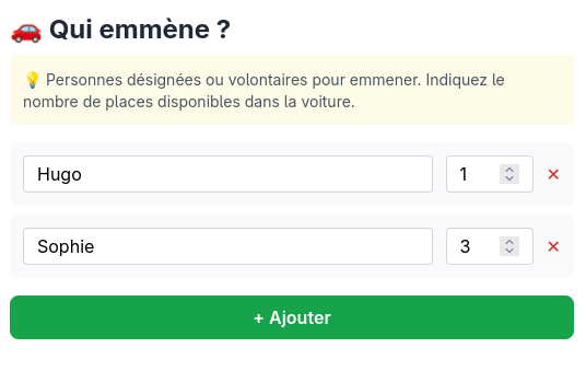 Section Qui emmène ?
